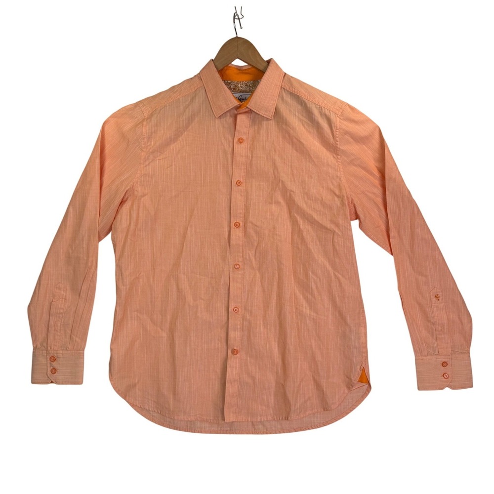 Robert Graham Classic Fit Button Down Coral Paisley Flip Cuff Long‎ Sleeve Sz L